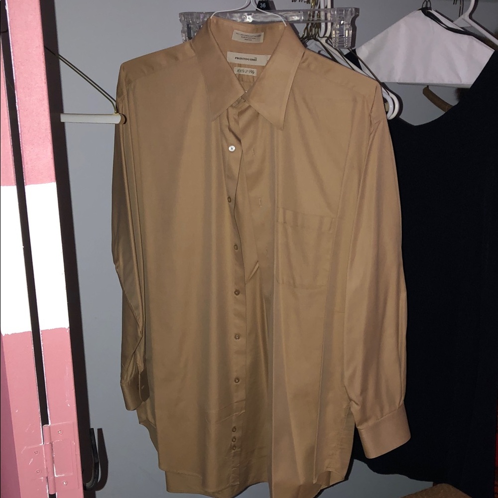 Pronto Uomo Tan Long-Sleeve Dress Shirt